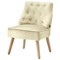 Wohnen Sessel mit Knopfheftung in Creme Samt - Artling (2er Set)