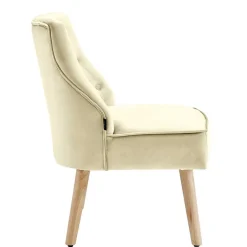 Wohnen Sessel mit Knopfheftung in Creme Samt - Artling (2er Set)