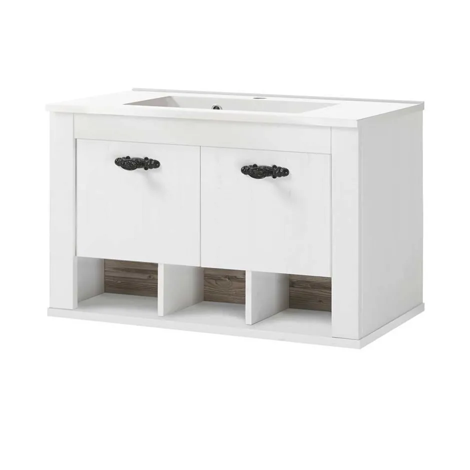 Wohnen Set Badmöbel im Landhaus Look - Doules (fünfteilig)