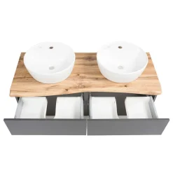 Wohnen Set Badmöbel mit Doppel-Waschtisch - Breznia (dreiteilig)
