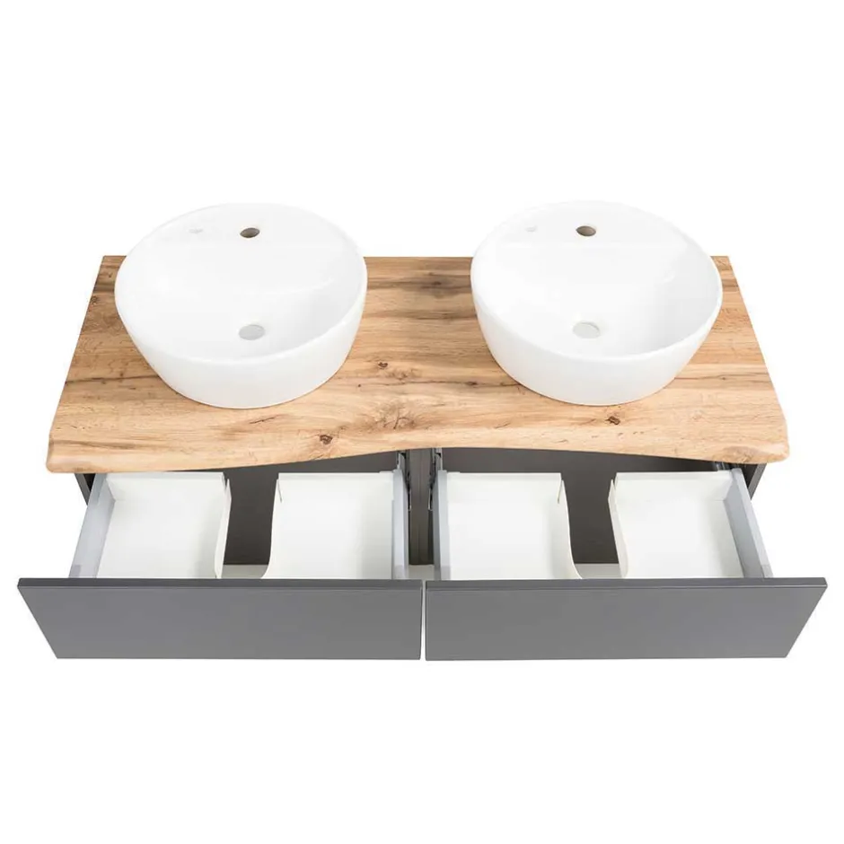 Wohnen Set Badmöbel mit Doppel-Waschtisch - Breznia (dreiteilig)