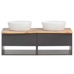 Wohnen Set Badmöbel mit Doppel-Waschtisch - Breznia (dreiteilig)