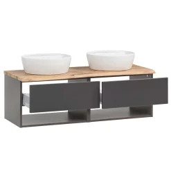 Wohnen Set Badmöbel mit Doppel-Waschtisch - Breznia (dreiteilig)