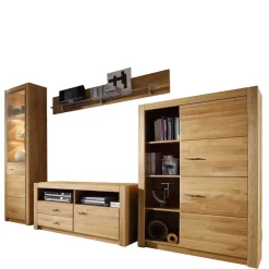 Wohnen Set Design Wohnwand aus Asteiche - Landuva (vierteilig)