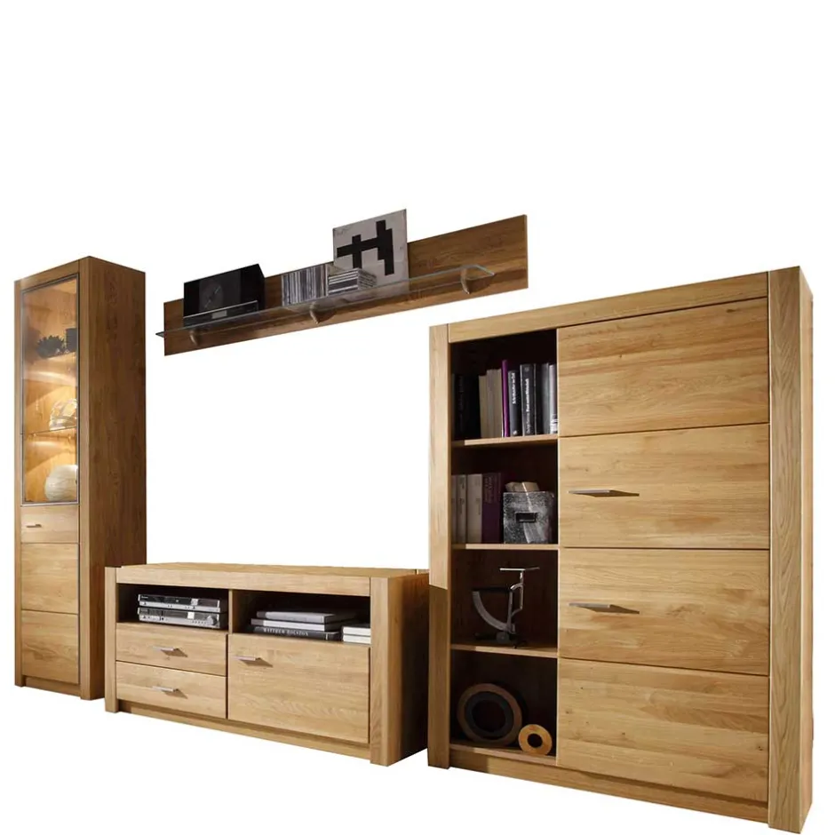 Wohnen Set Design Wohnwand aus Asteiche - Landuva (vierteilig)