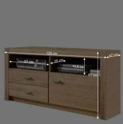 Wohnen Set Design Wohnwand aus Asteiche - Landuva (vierteilig)