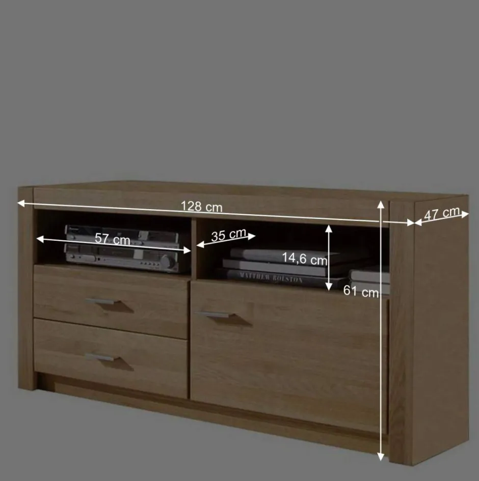 Wohnen Set Design Wohnwand aus Asteiche - Landuva (vierteilig)