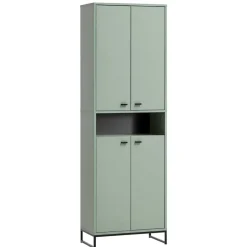 Wohnen Set Dielenmöbel in Graugrün - Velmarun (vierteilig)