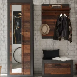 Wohnen Set Dielenmöbel in Holz Antik - Timuras (dreiteilig)