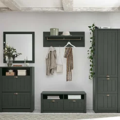 Wohnen Set Flur Einrichtung in Dunkelgrün - Niestov (fünfteilig)