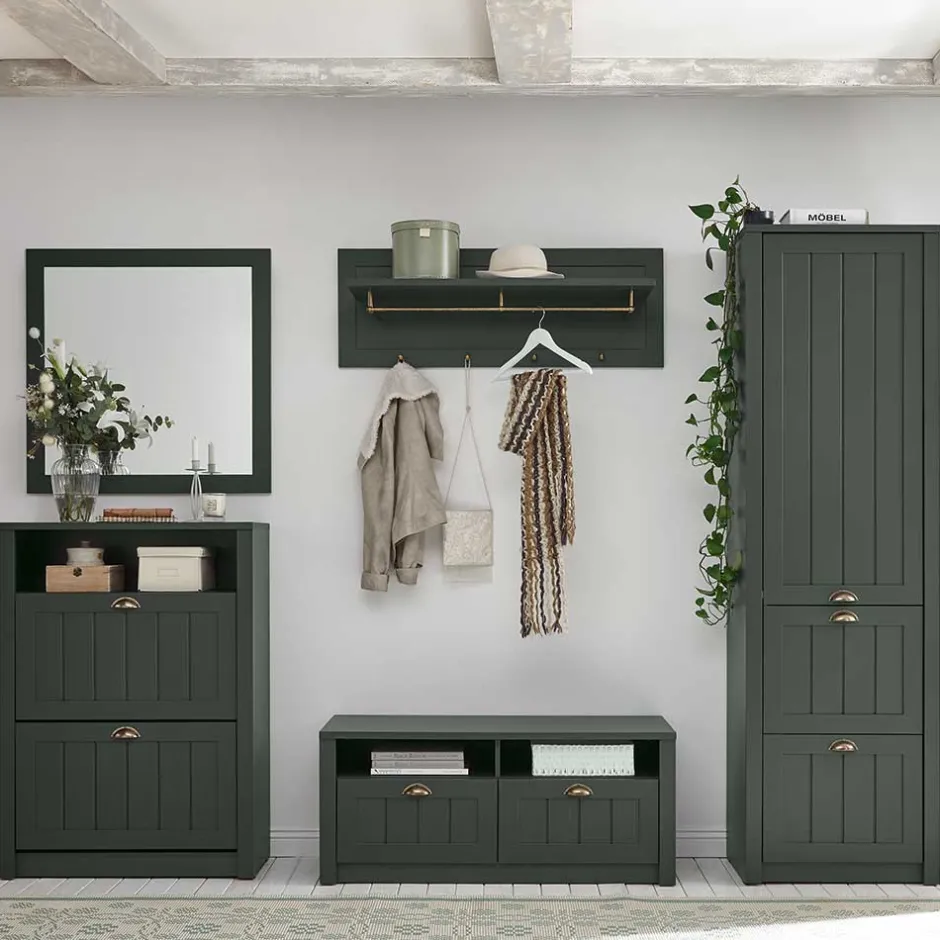 Wohnen Set Flur Einrichtung in Dunkelgrün - Niestov (fünfteilig)