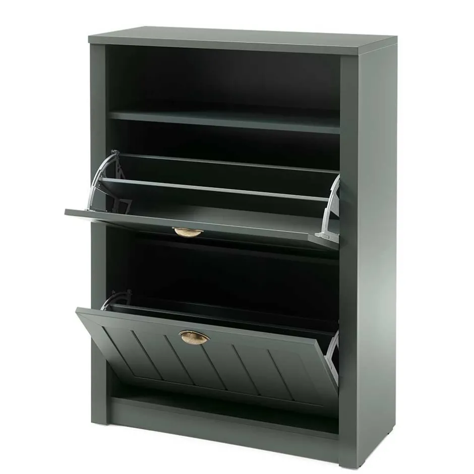 Wohnen Set Flur Einrichtung in Dunkelgrün - Niestov (fünfteilig)