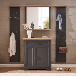 Wohnen Set Flurmöbel in Dunkelgrau & Eiche - Thumbs (vierteilig)