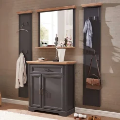 Wohnen Set Flurmöbel in Dunkelgrau & Eiche - Thumbs (vierteilig)
