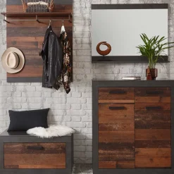 Wohnen Set Flurmöbel in Holz Antik - Timuras (vierteilig)