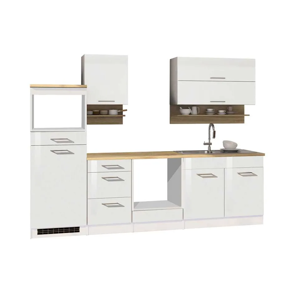 Wohnen Set Küchenblock Möbel in Weiß - Cuneo (neunteilig)