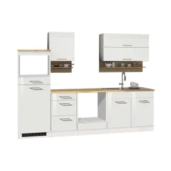 Wohnen Set Küchenblock Möbel in Weiß - Cuneo (neunteilig)