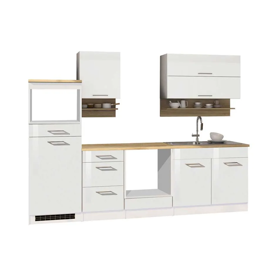 Wohnen Set Küchenblock Möbel in Weiß - Cuneo (neunteilig)