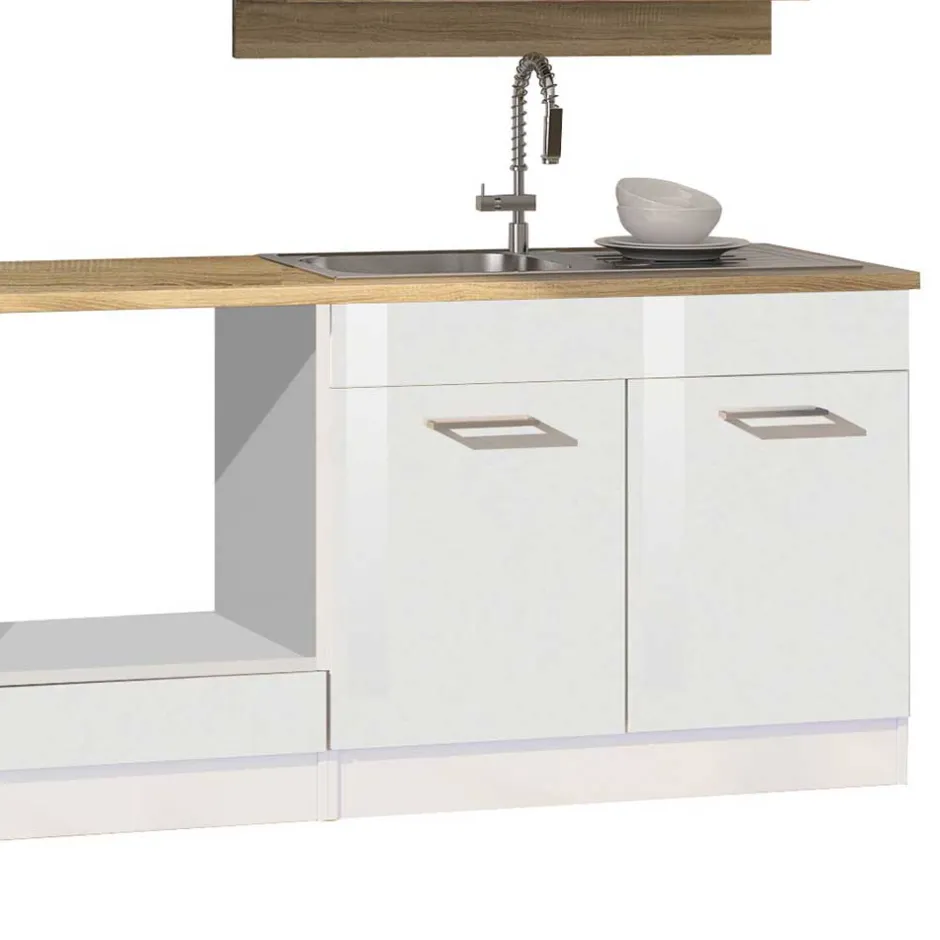 Wohnen Set Küchenblock Möbel in Weiß - Cuneo (neunteilig)