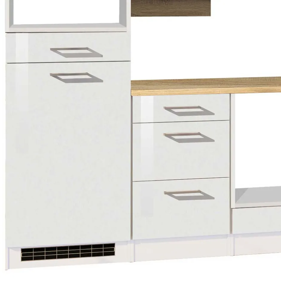 Wohnen Set Küchenblock Möbel in Weiß - Cuneo (neunteilig)