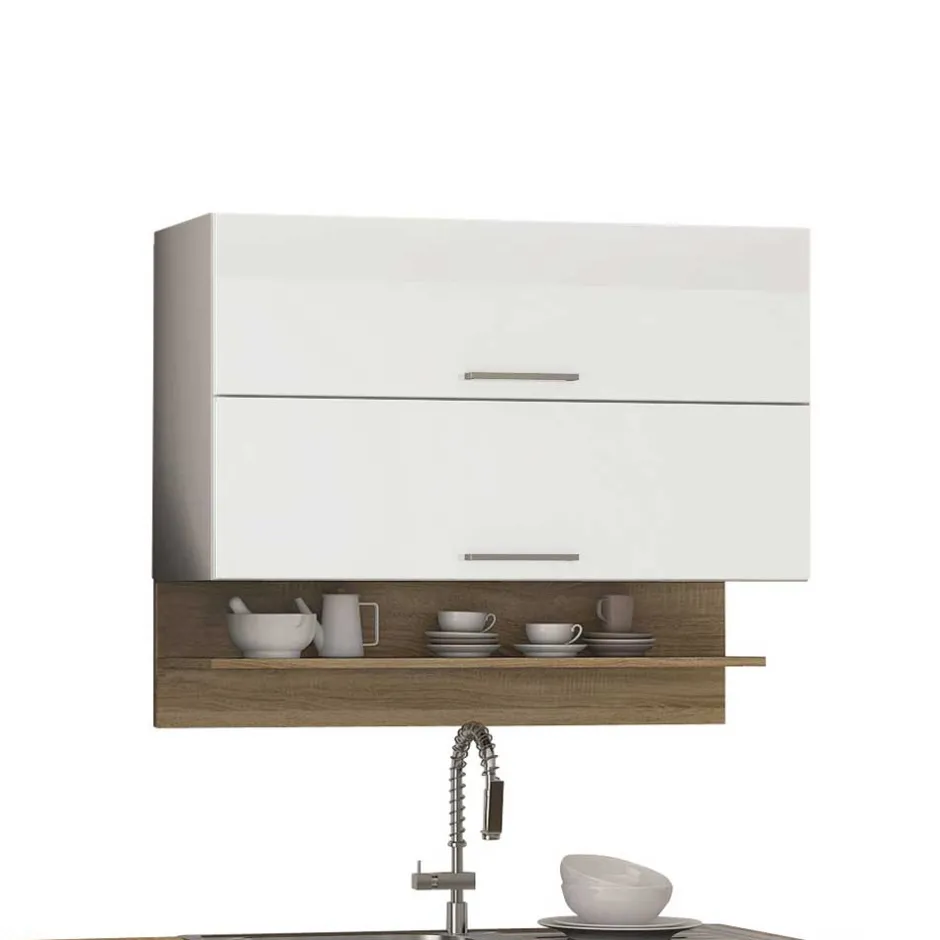 Wohnen Set Küchenblock Möbel in Weiß - Cuneo (neunteilig)