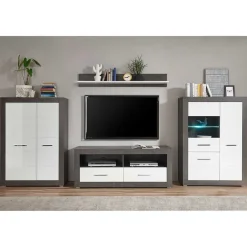 Wohnen Set Wohnzimmer Anbauwand zweifarbig - Istensa (vierteilig)