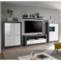 Wohnen Set Wohnzimmer Anbauwand zweifarbig - Istensa (vierteilig)