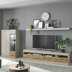 Set Wohnzimmermöbel in Hellgrau & Zinneiche - Lioscas (dreiteilig)^Wohnen Online