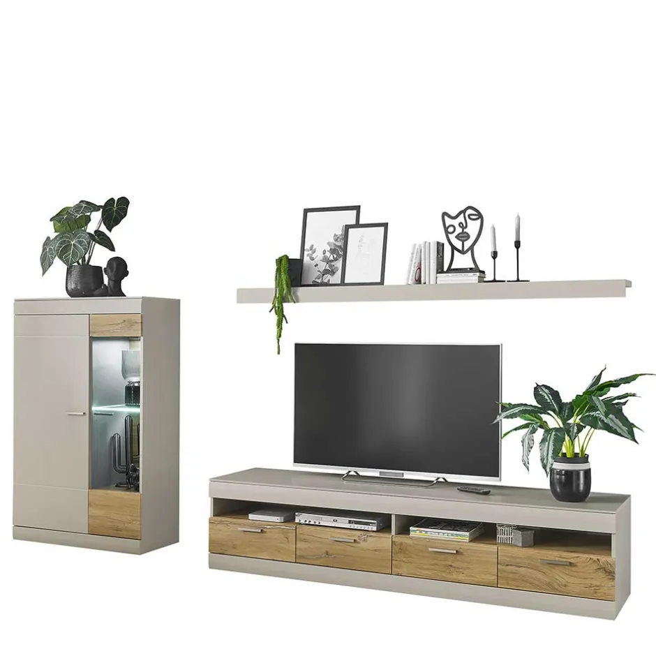 Set Wohnzimmermöbel in Hellgrau & Zinneiche - Lioscas (dreiteilig)^Wohnen Online