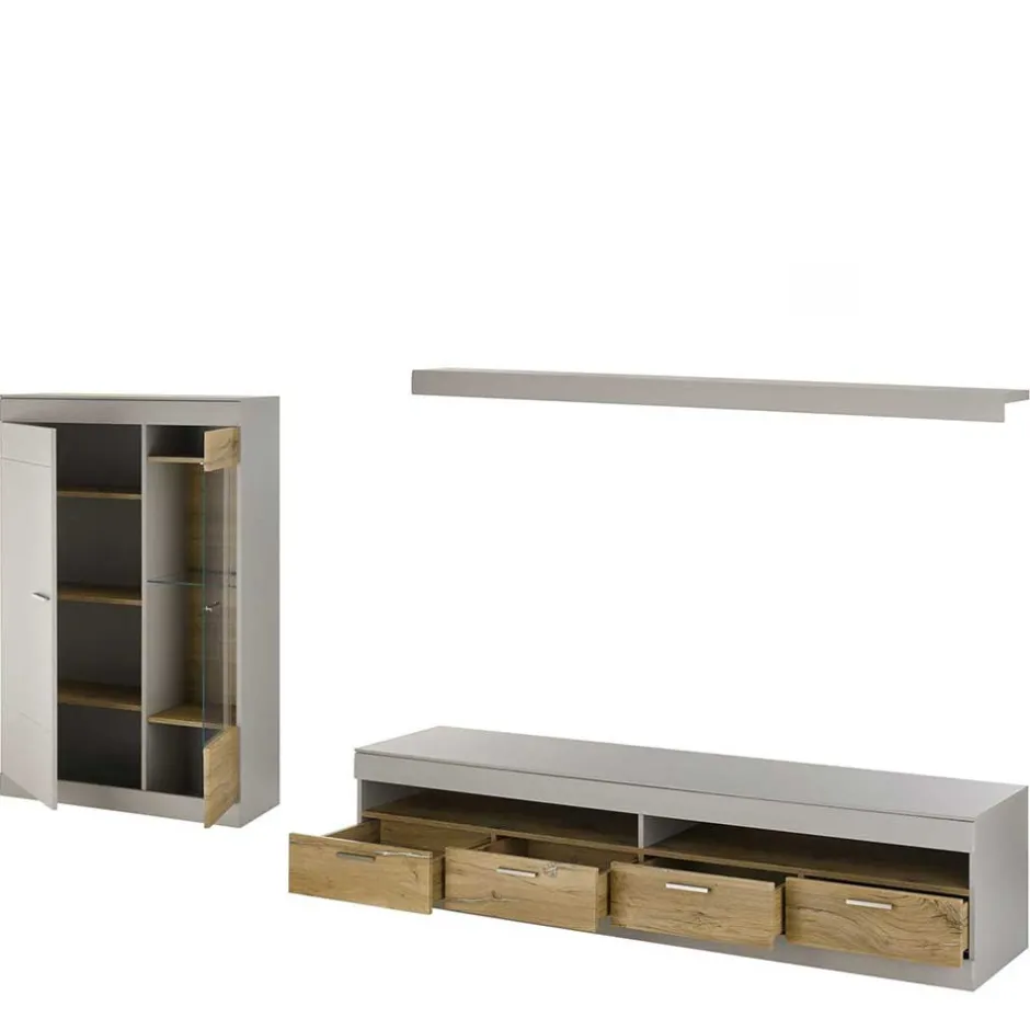 Set Wohnzimmermöbel in Hellgrau & Zinneiche - Lioscas (dreiteilig)^Wohnen Online