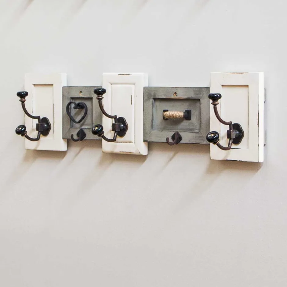 Wohnen Shabby Chic Wandgarderobe aus Holz lackiert - Iwalian