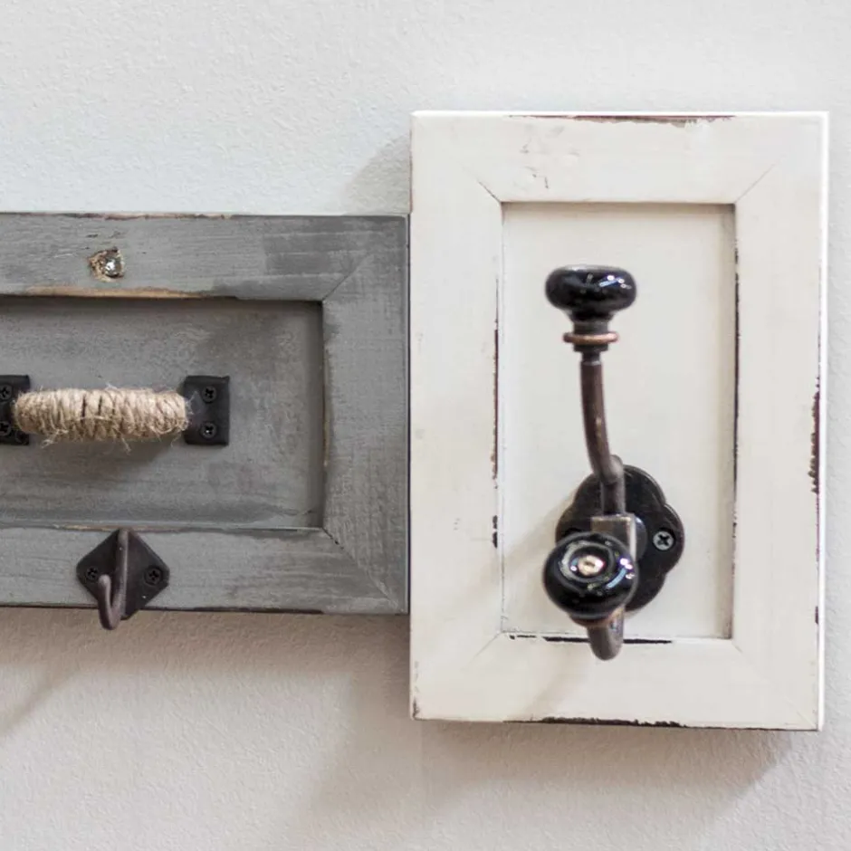 Wohnen Shabby Chic Wandgarderobe aus Holz lackiert - Iwalian