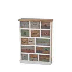 Shabby Design Kommode Leona in Weiß Bunt^Wohnen Outlet