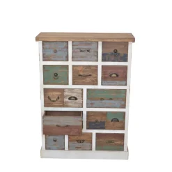 Shabby Design Kommode Leona in Weiß Bunt^Wohnen Outlet