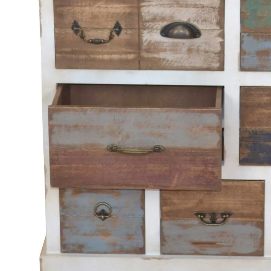 Shabby Design Kommode Leona in Weiß Bunt^Wohnen Outlet