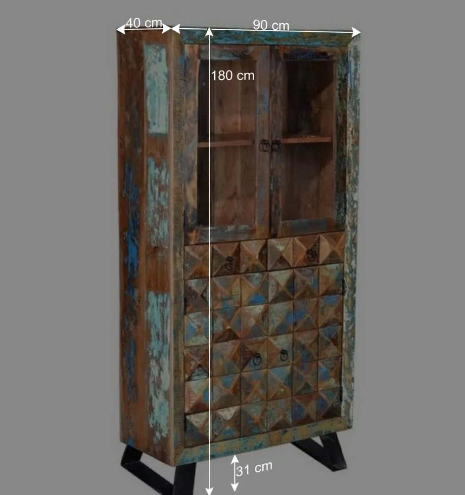 Shabby Design Vitrine aus Recyclingholz - Zeremonia^Wohnen Hot