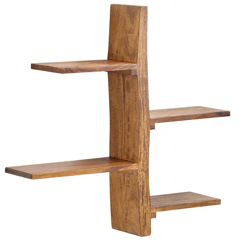 Sheesham Wandregal mit vier Böden - Elmin^Wohnen Discount