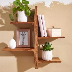 Sheesham Wandregal mit vier Böden - Elmin^Wohnen Discount