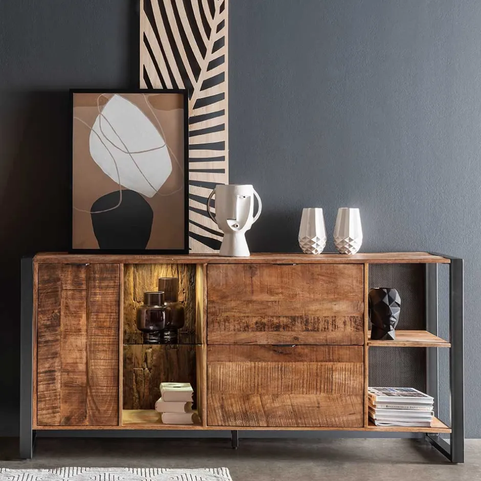 Wohnen Sideboard aus Recyclingholz Mango & Metall - Acira