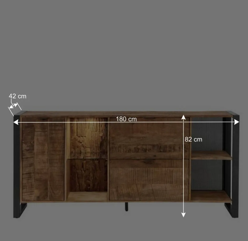 Wohnen Sideboard aus Recyclingholz Mango & Metall - Acira
