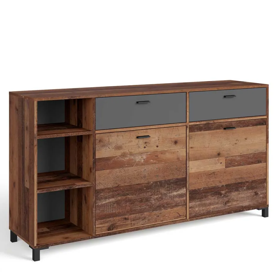 Wohnen Sideboard in Altholz Optik & Anthrazit - Bosco