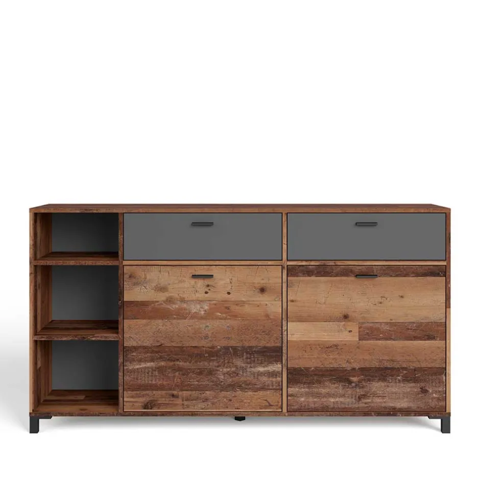 Wohnen Sideboard in Altholz Optik & Anthrazit - Bosco