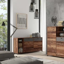 Wohnen Sideboard in Altholz Optik & Anthrazit - Bosco