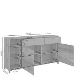 Wohnen Sideboard in Altholz Optik & Anthrazit - Bosco