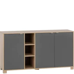 Wohnen Sideboard in Eiche Hell NB & Dunkelgrau - Dranico