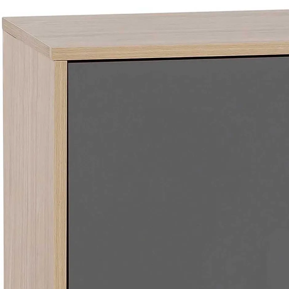 Wohnen Sideboard in Eiche Hell NB & Dunkelgrau - Dranico