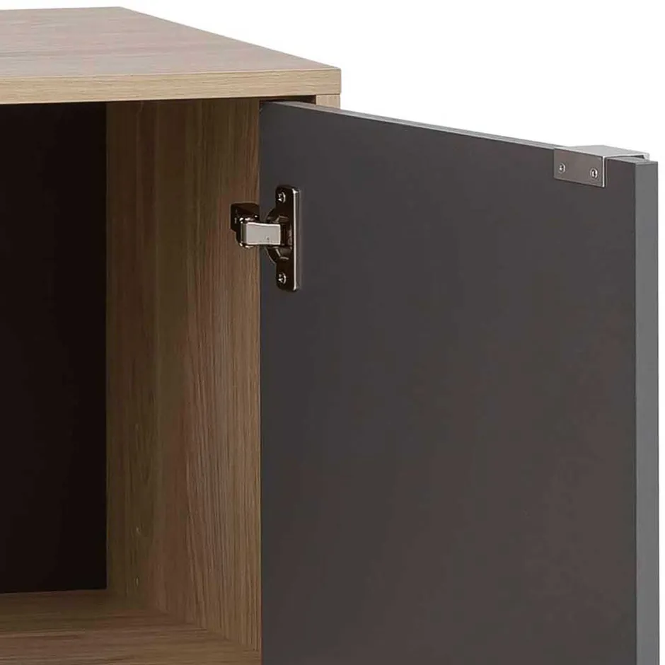 Wohnen Sideboard in Eiche Hell NB & Dunkelgrau - Dranico