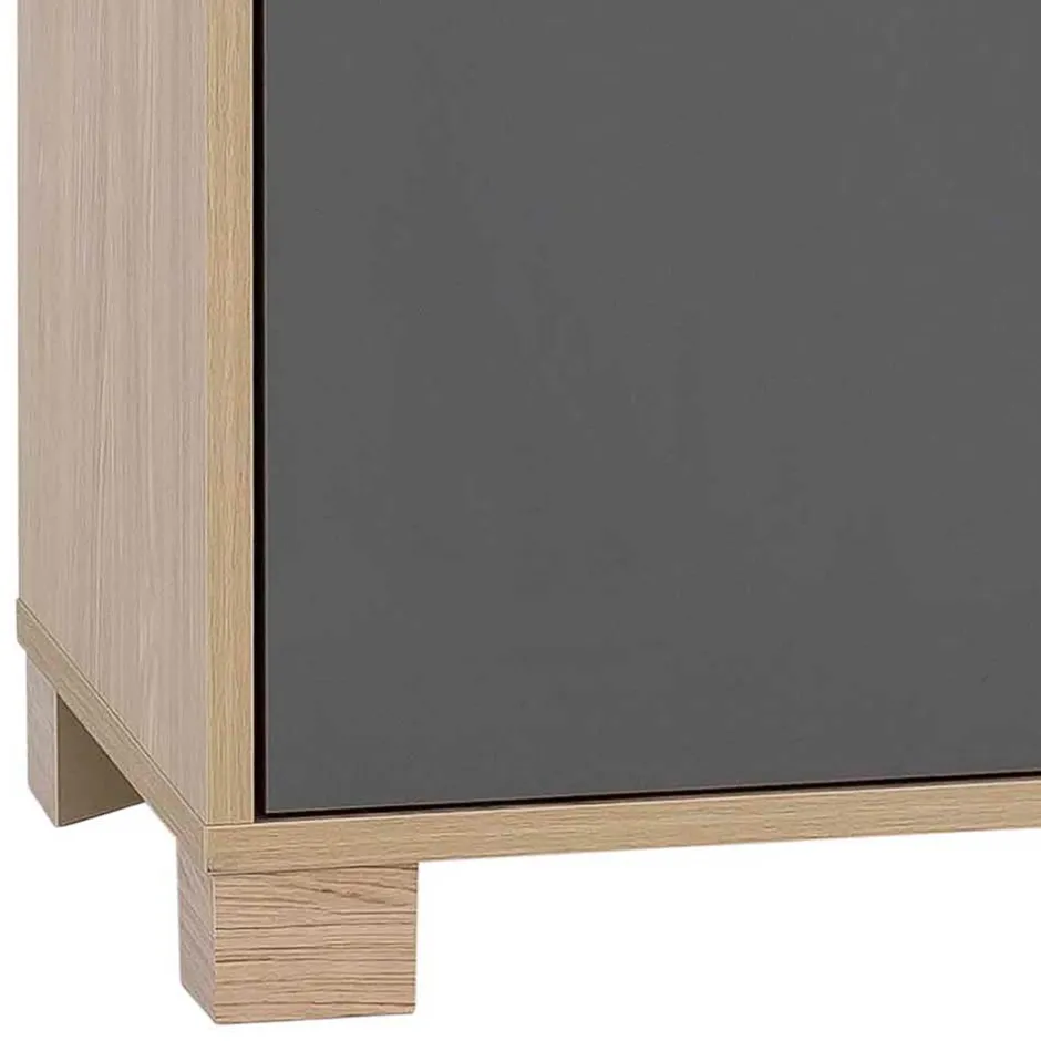 Wohnen Sideboard in Eiche Hell NB & Dunkelgrau - Dranico