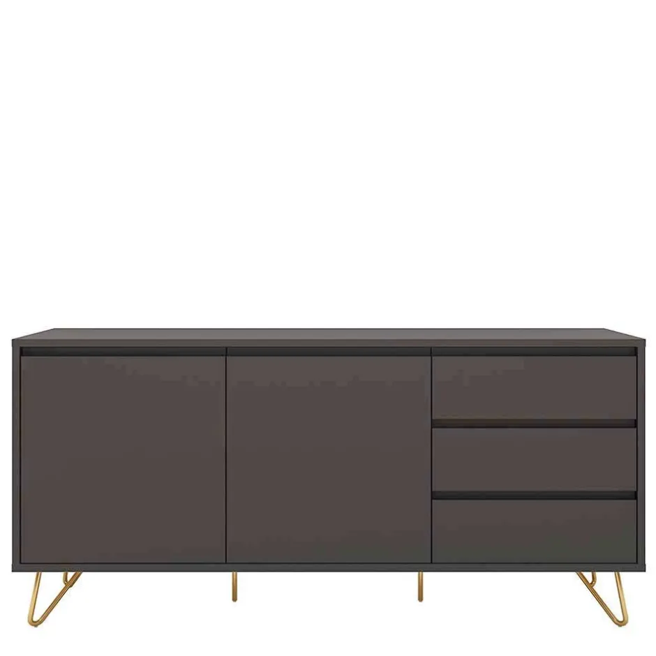 Wohnen Sideboard in Grau & Gold - Tajibo