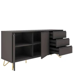 Wohnen Sideboard in Grau & Gold - Tajibo